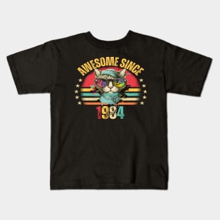 40th Birthday shirt 40 Year Old Cat Lover Awesome Since 1984 Kids T-Shirt